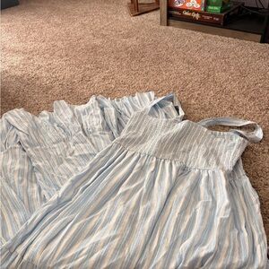 Tommy Hilfiger Light Blue and White Strapless Dress